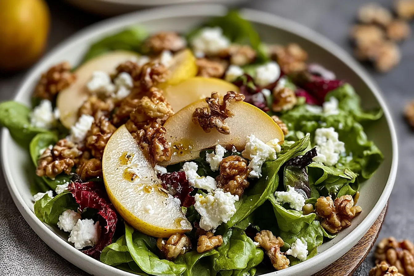 Irresistible Pear Salad with Walnuts and Feta Bliss – Delicious and Fresh