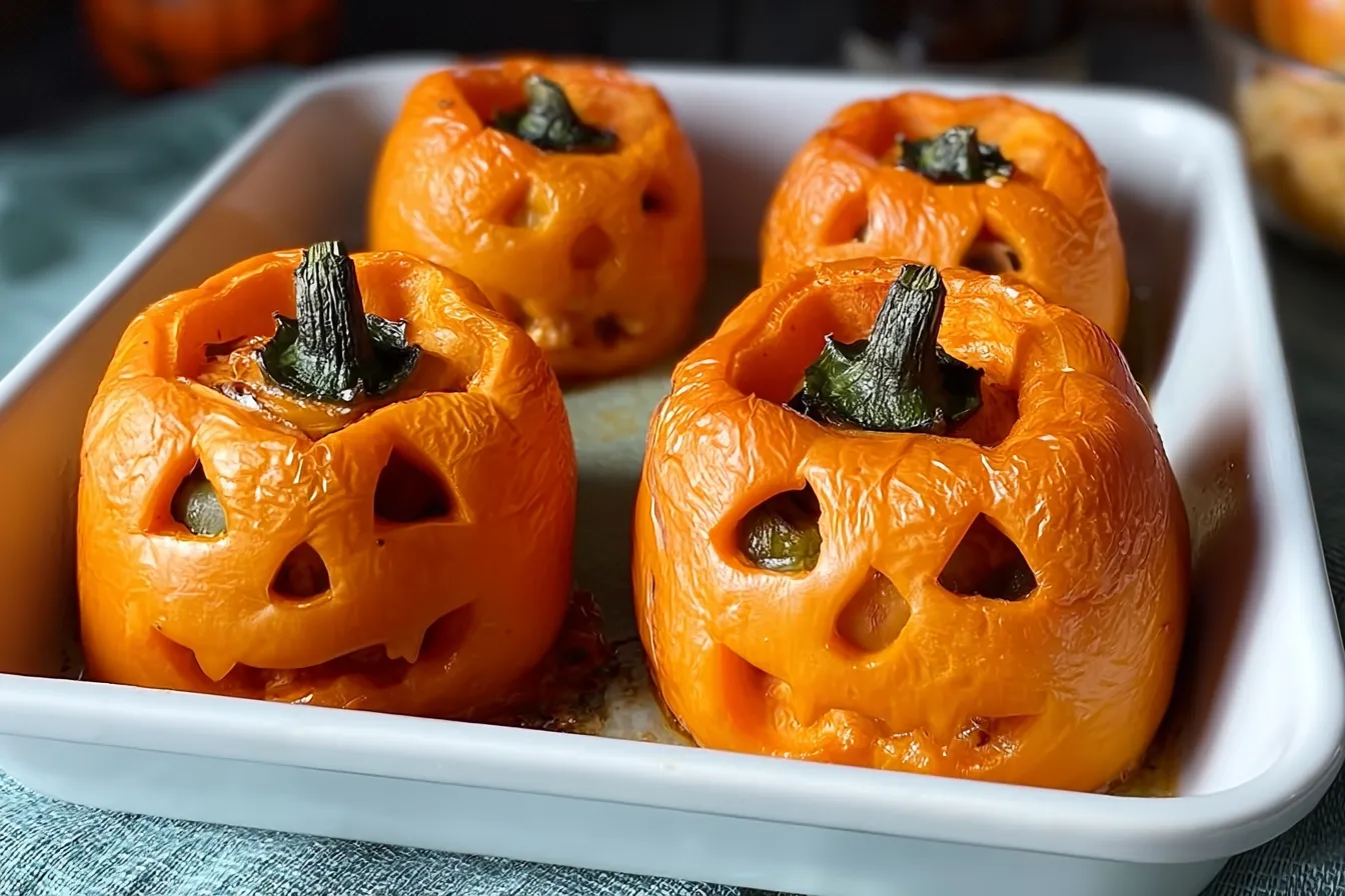 Jack-o'-Lantern Stuffed Peppers 