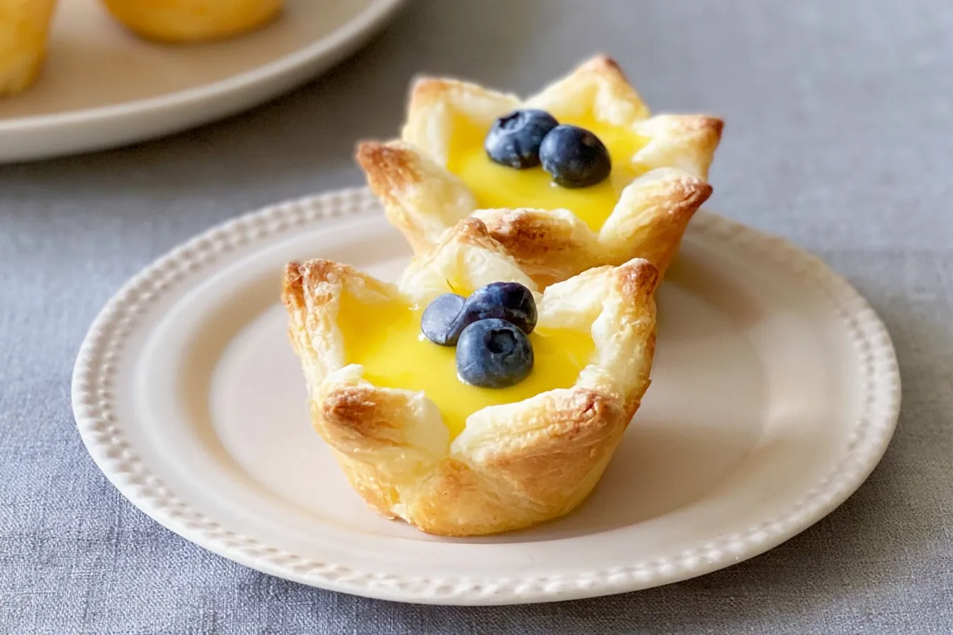 Lemon Curd Puff Pastry Cups Close-Up