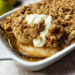 Maple Pecan Pear Crisp on a Warm Autumn Plate