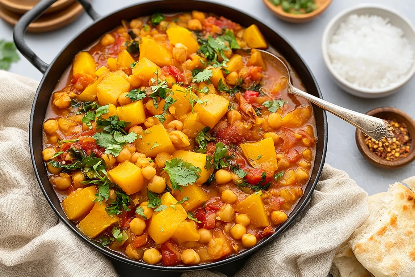 Moroccan Pumpkin & Chickpea Stew in a Bowl