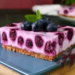 No-Bake Blueberry Cheesecake: Irresistibly Delicious Dessert 15 No-Bake Blueberry Cheesecake Slices on a Plate