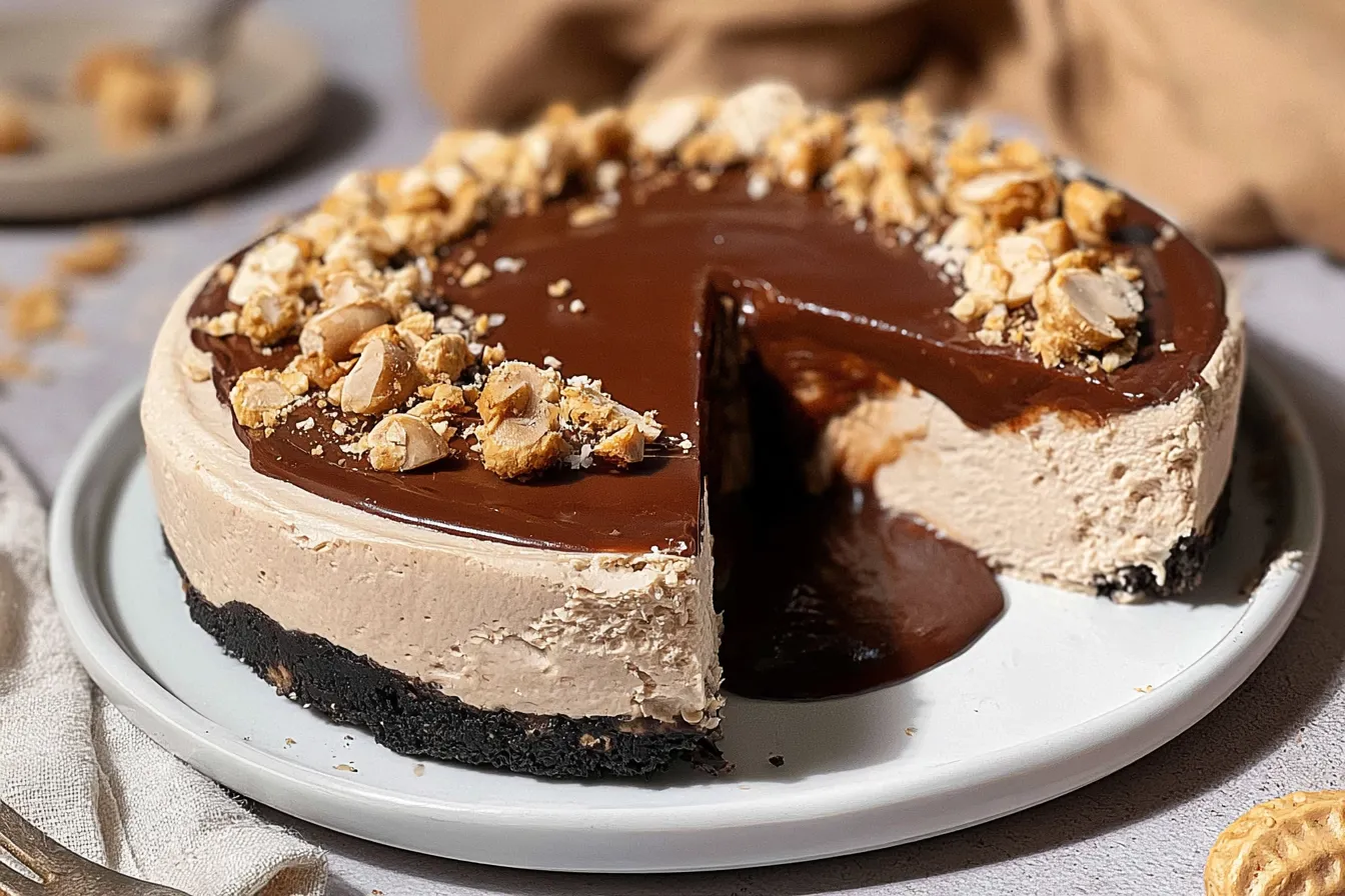 No-Bake Peanut Butter Cheesecake (vegan) - Delicious Dessert