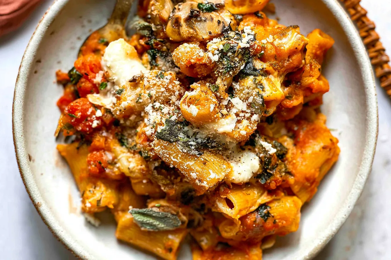 Cozy Pasta Bake with Pumpkin Tomato Sauce