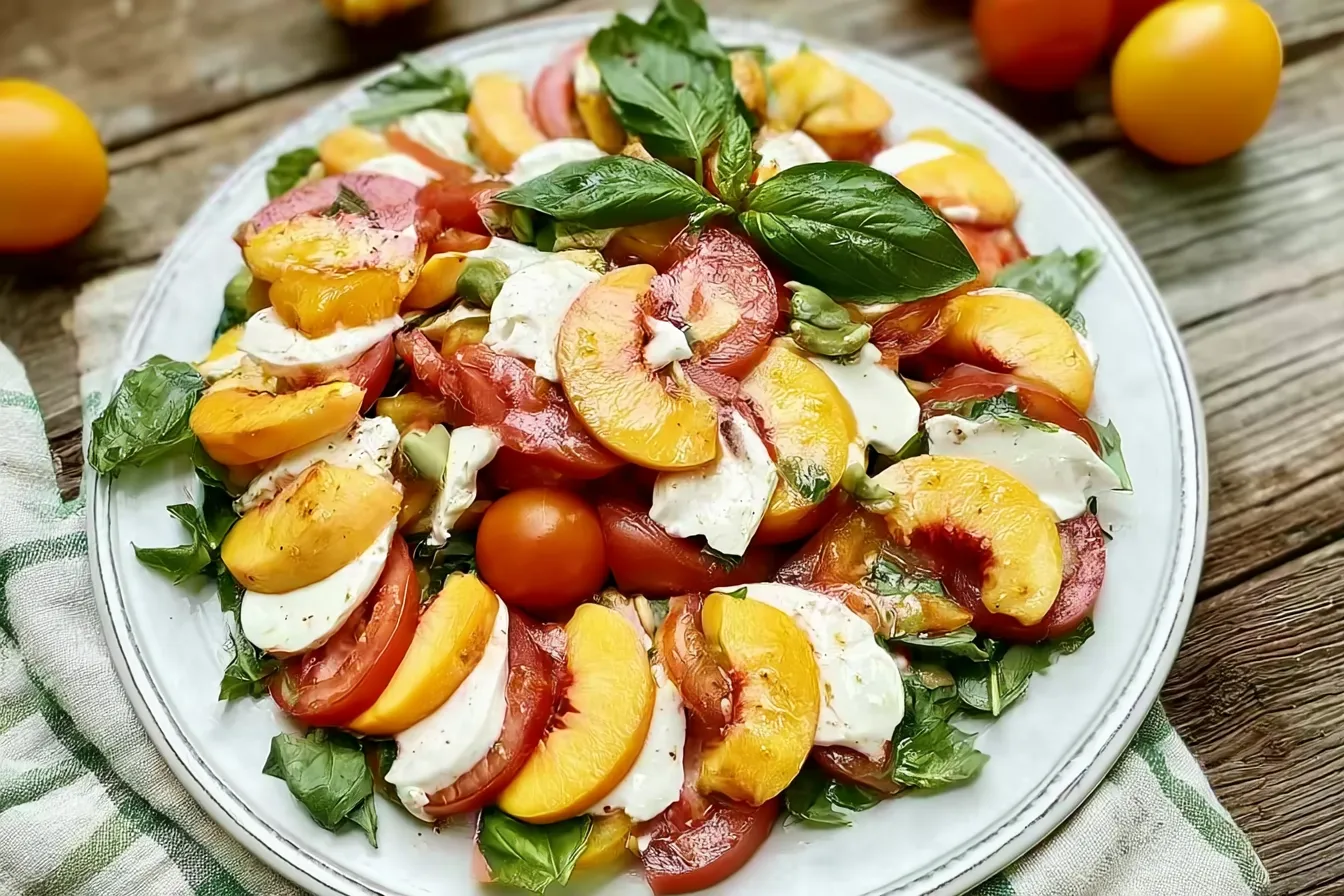 Refreshing Peach and Tomato Caprese Salad