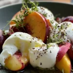 Peach Burrata Salad with Fresh Greens and Balsamic Glaze