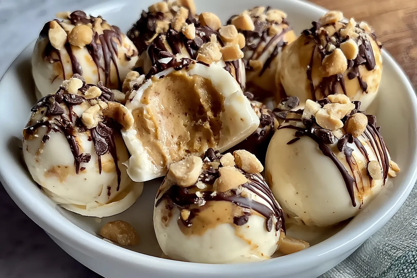 Peanut Butter Greek Yogurt Bites on a Plate