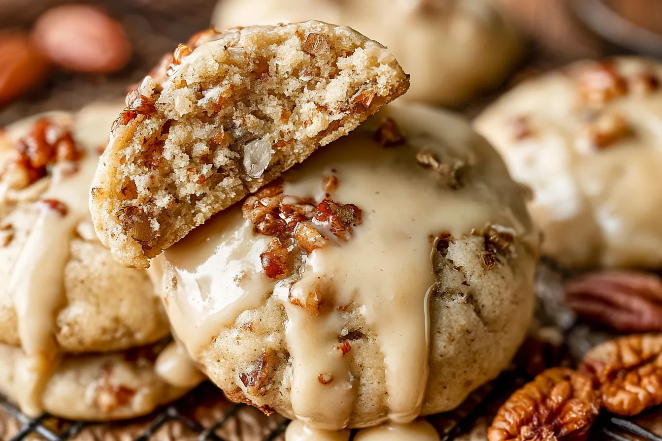 Pecan Maple Cookies with Maple Glaze 
