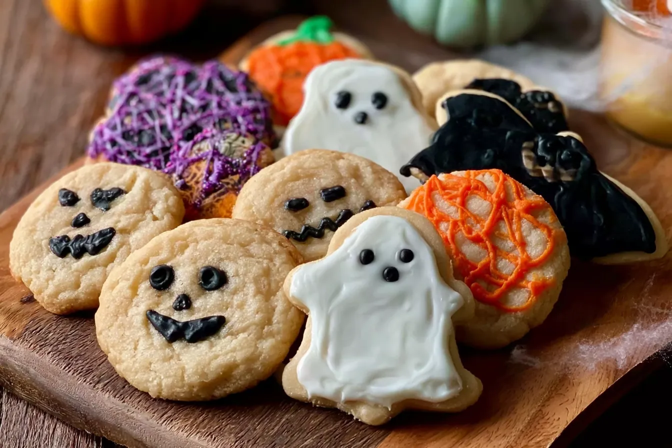 Perfect Halloween Sugar Cookies with Easy Royal Icing on a Plate