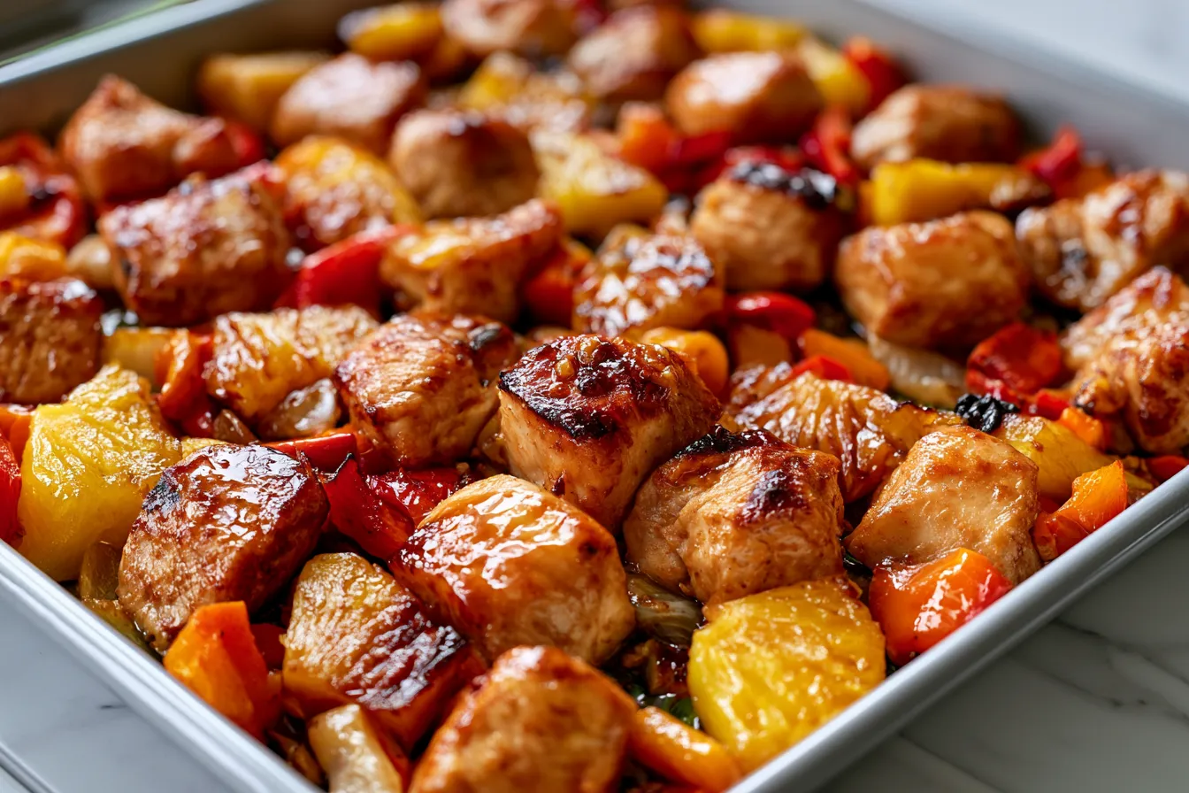 Perfect Sheet Pan Hawaiian Chicken Dish