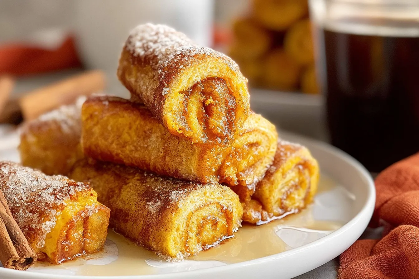 Pumpkin French Toast Roll-Ups Ready to Serve
