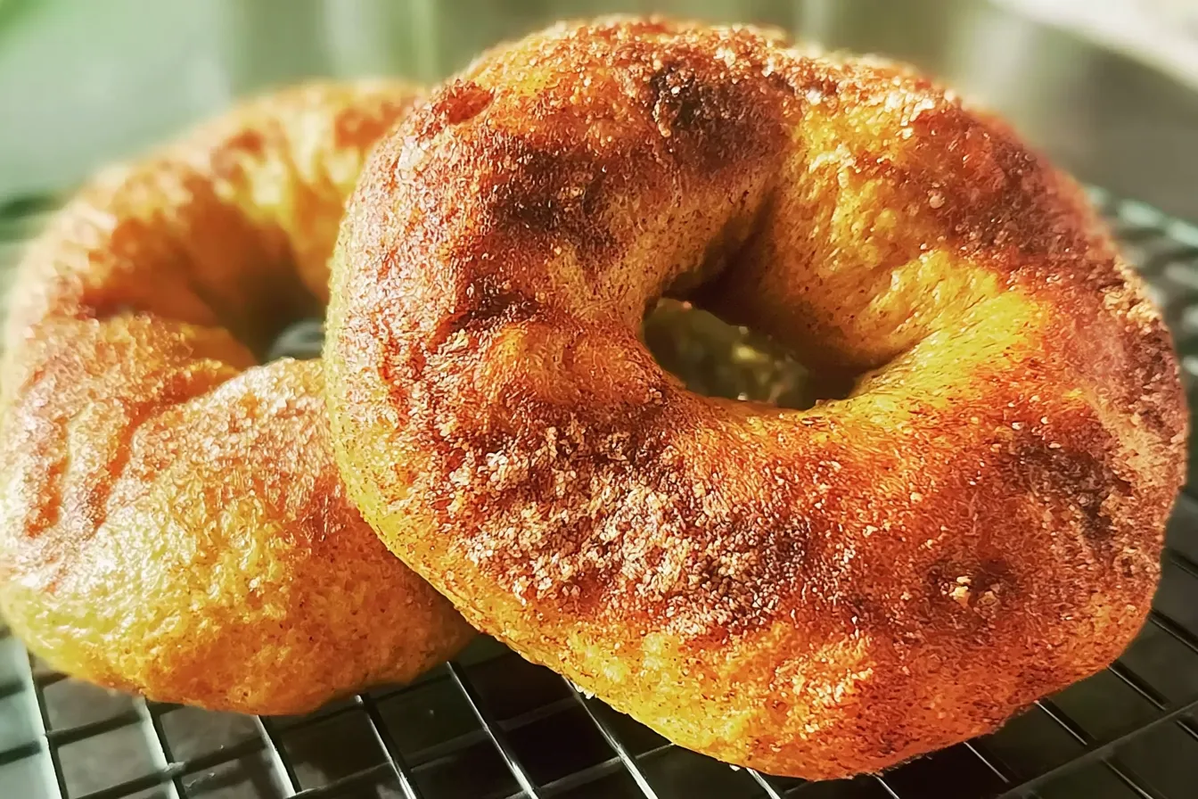Pumpkin Spice Bagel Freshly Baked in a Cozy Kitchen