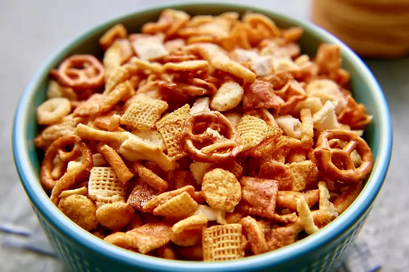 Delicious Homemade Ranch Snack Mix in a Bowl