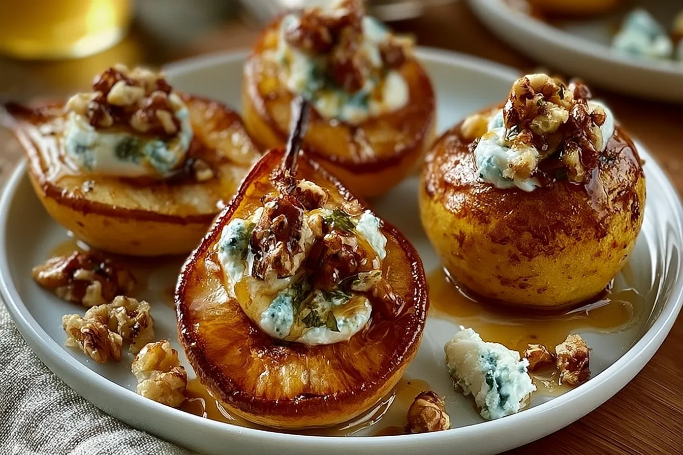 Roasted Pears with Goat Cheese & Maple Walnut Drizzle