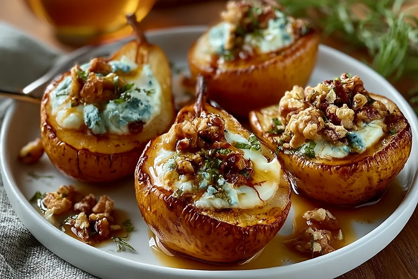 Roasted Pears with Goat Cheese & Maple Walnut Drizzle Delight 4 Roasted Pears with Goat Cheese & Maple Walnut Drizzle