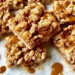 Salted Caramel Pear Pie Bars on a Serving Plate