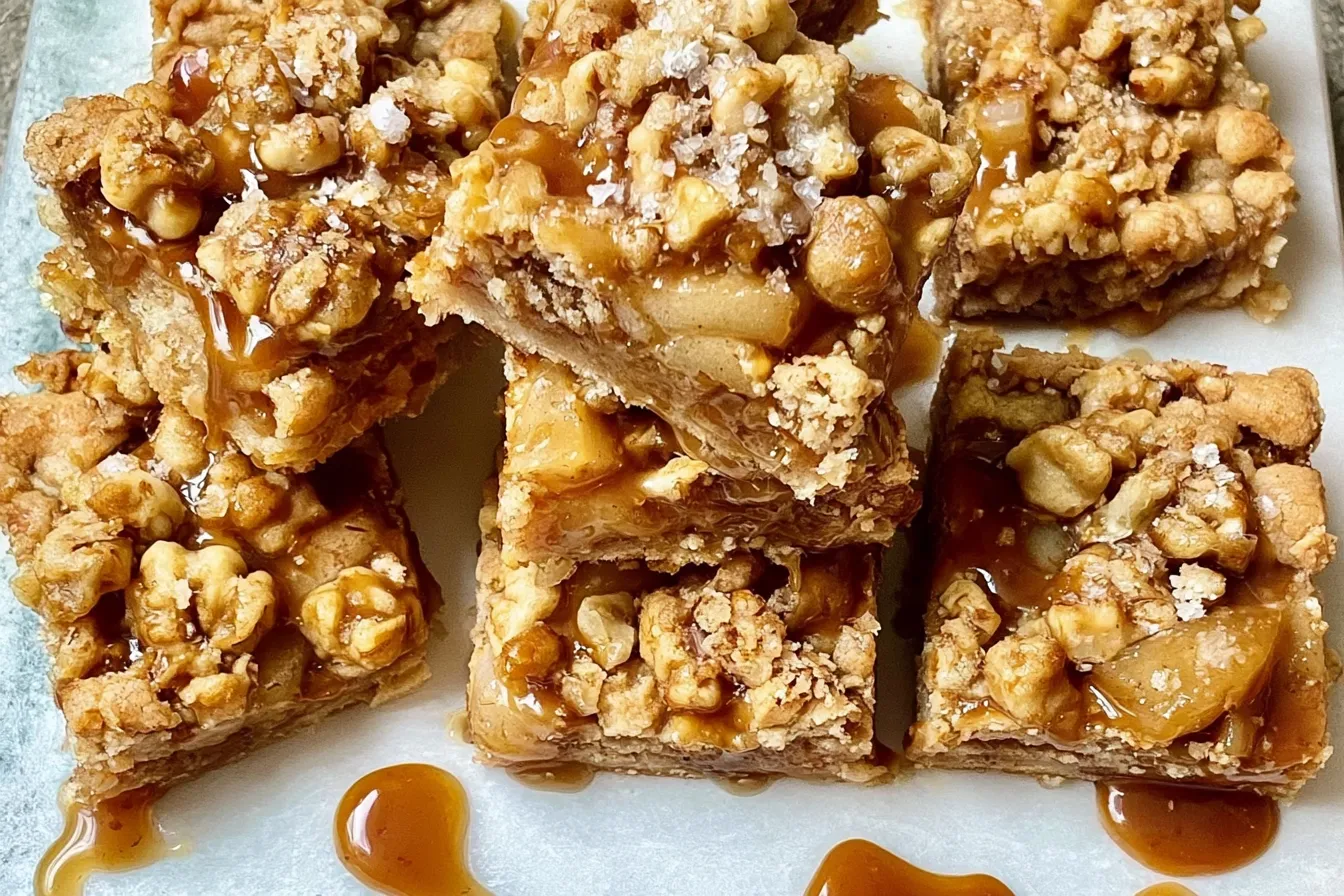 Salted Caramel Pear Pie Bars 