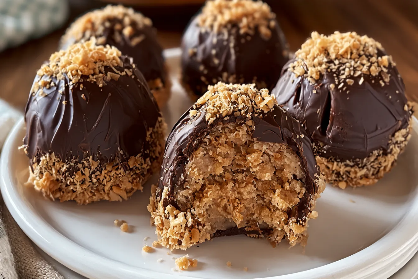 Homemade Samoa Truffles with Coconut and Chocolate