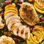 Sheet Pan Maple Mustard Chicken with Fall Vegetables Plated