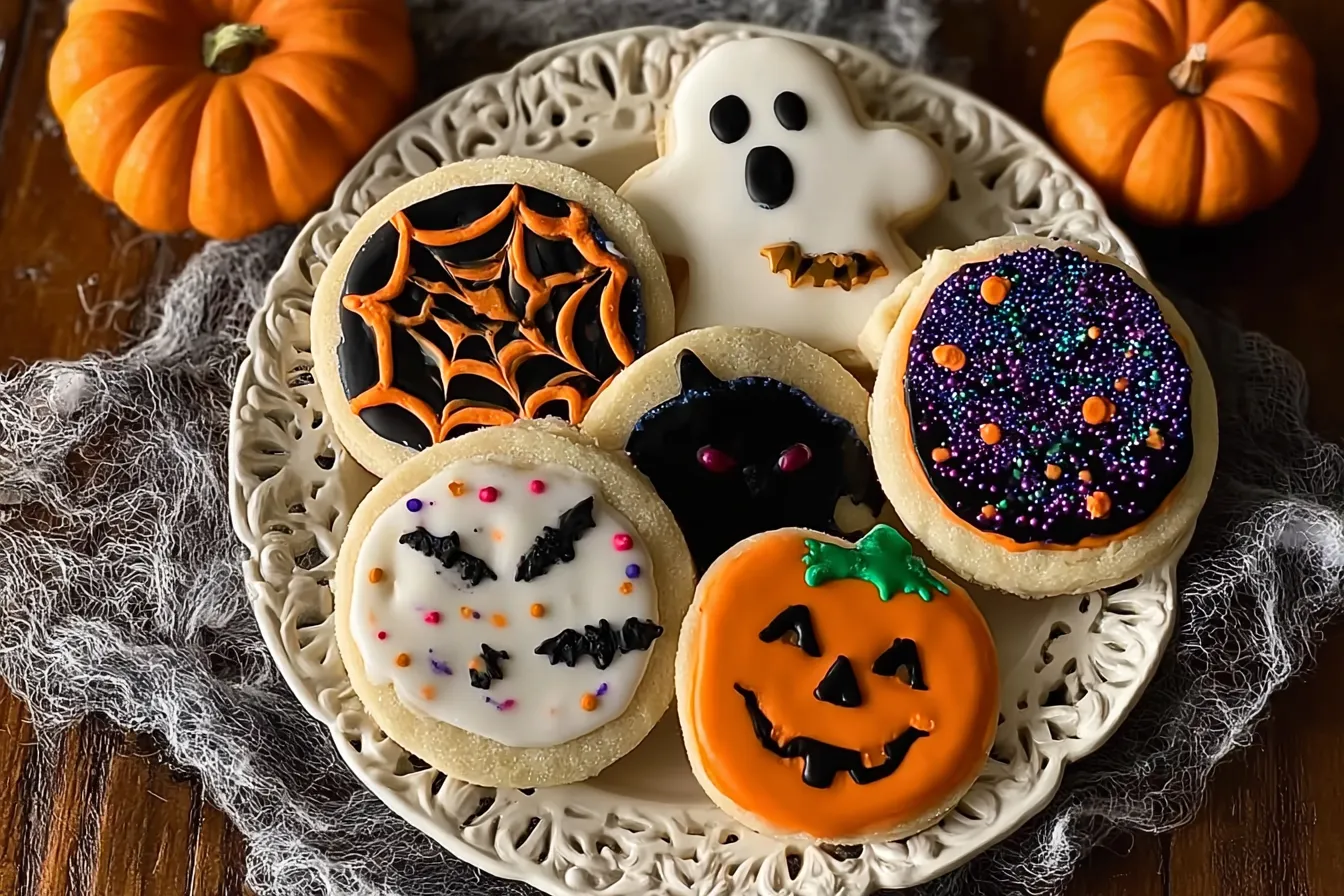 Spooky Halloween Sugar Cookies Decorated with Fun Designs