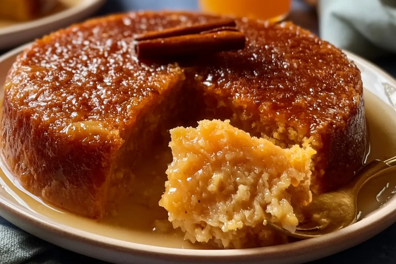 Sweet Potato Pudding served in a bowl with toppings