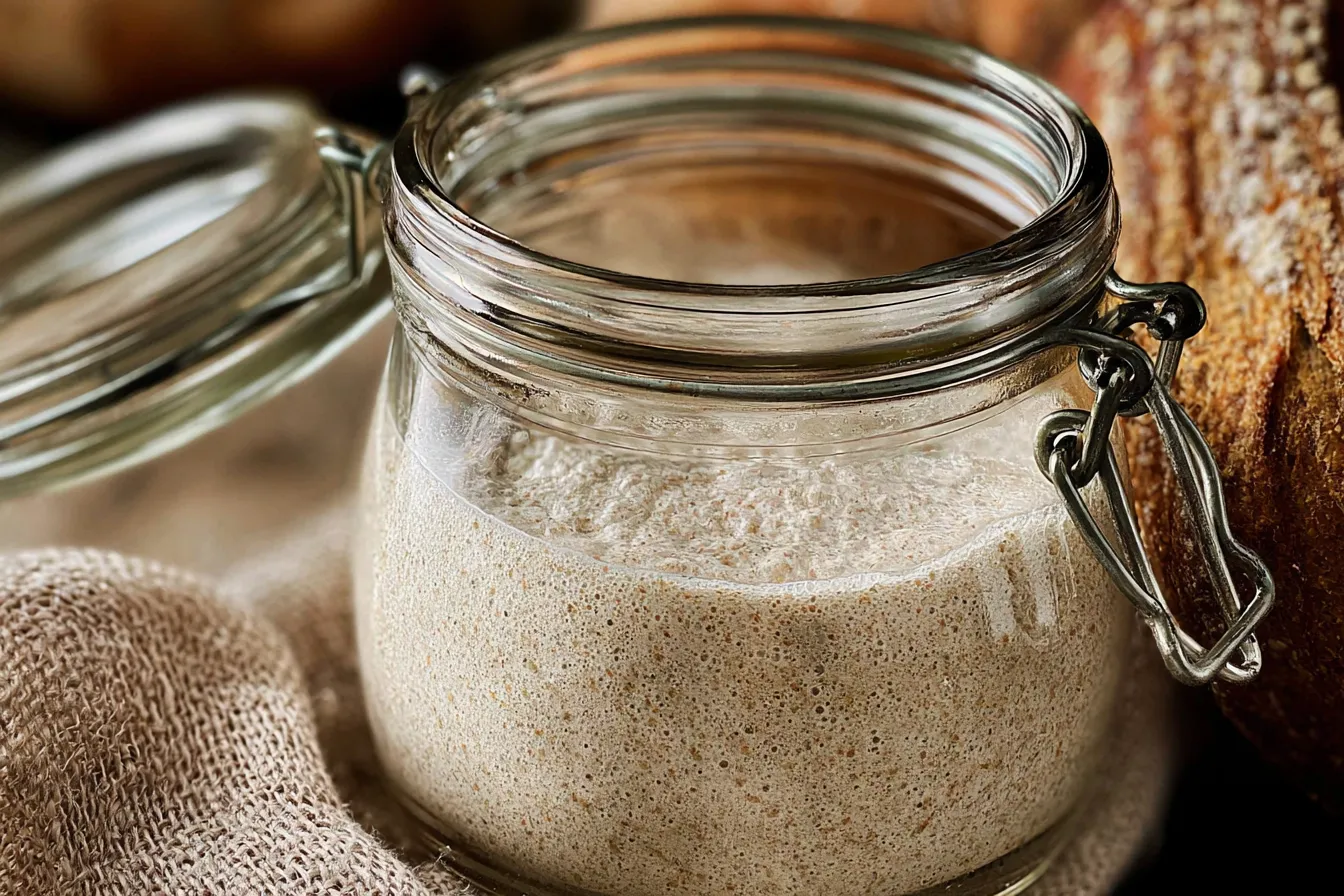 Traditional Sourdough Starter in a Glass Jar