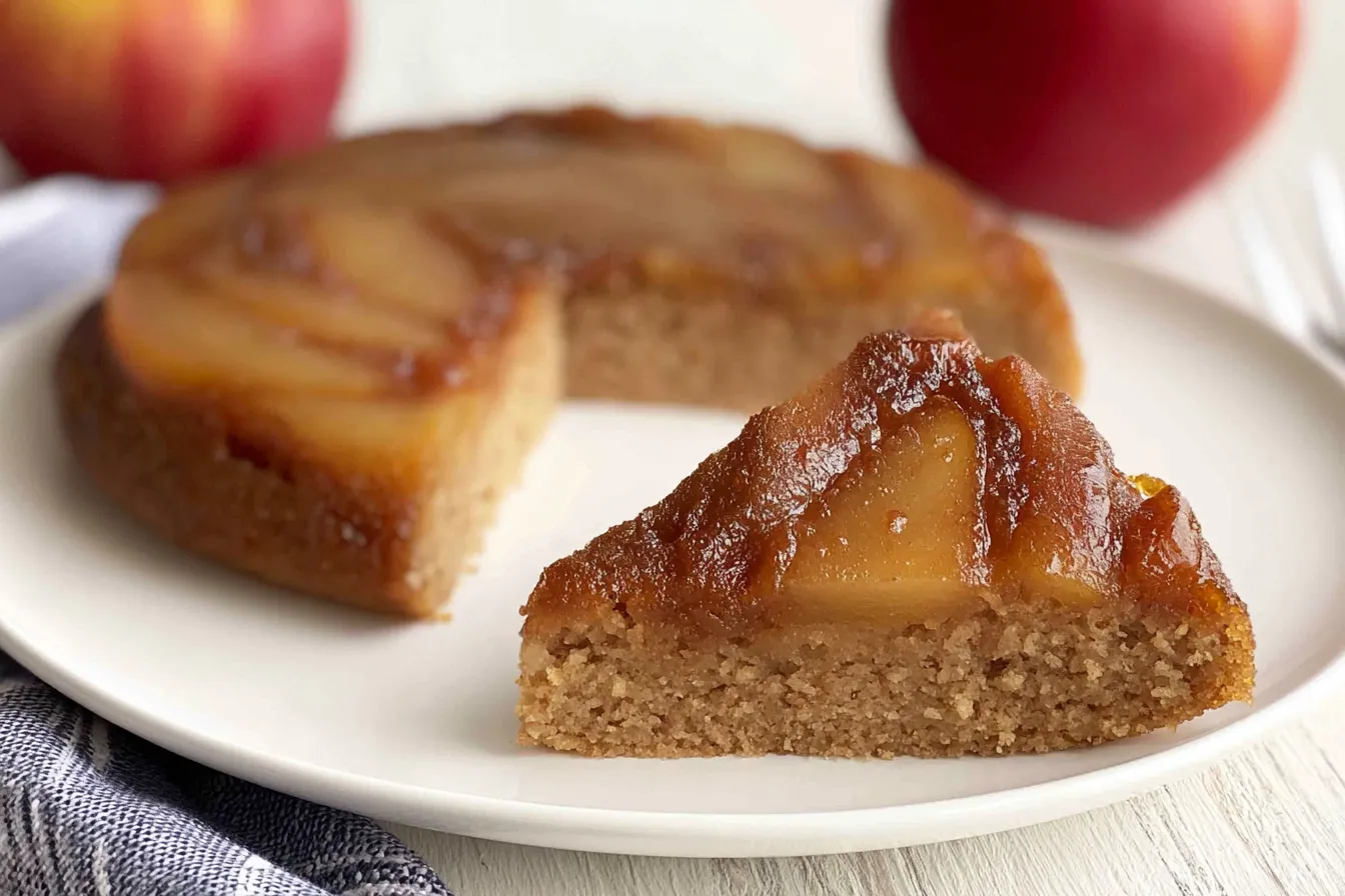 Vegan Gluten-Free Apple Upside Down Cake Slice