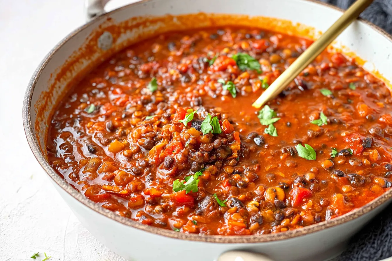 Vegan Lentil Chili in a Bowl