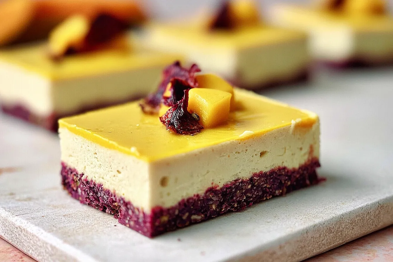 Vegan Mango Cheesecake Bars (no-bake) to Savor