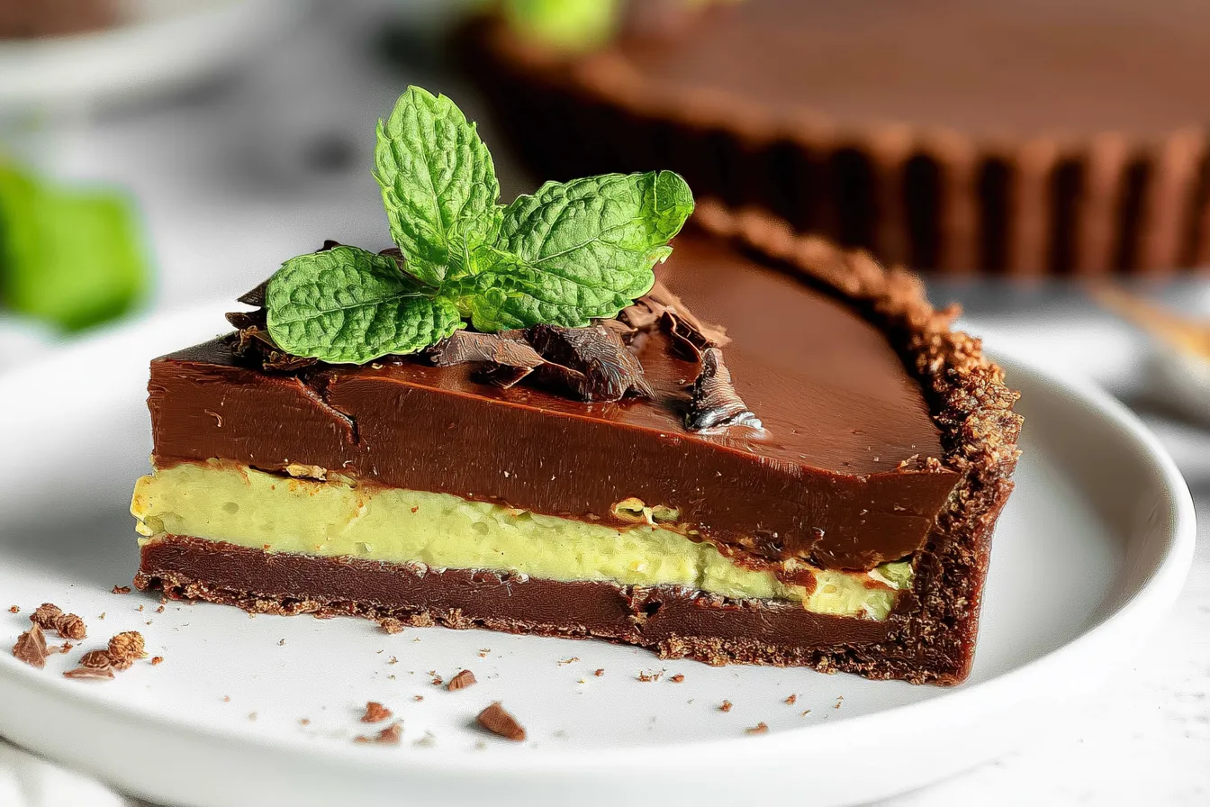 Vegan Mint Chocolate Tart (GF) - Fresh and Delicious Dessert