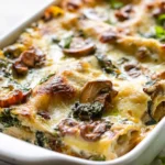Creamy White Chicken Lasagna with Spinach and Mushrooms