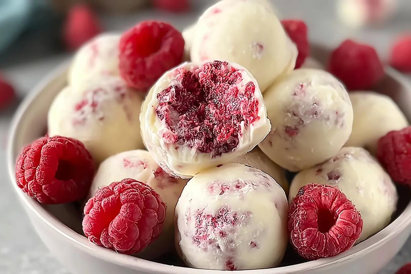 Delicious White Chocolate Raspberry Truffles Ready to Enjoy