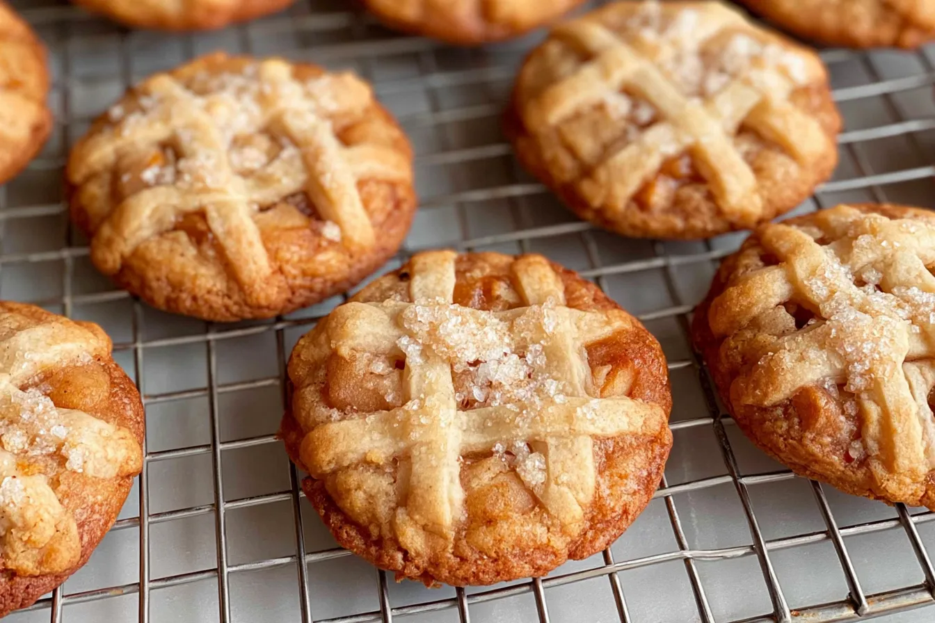 Freshly Baked Apple Pie Cookies on a Wooden Board