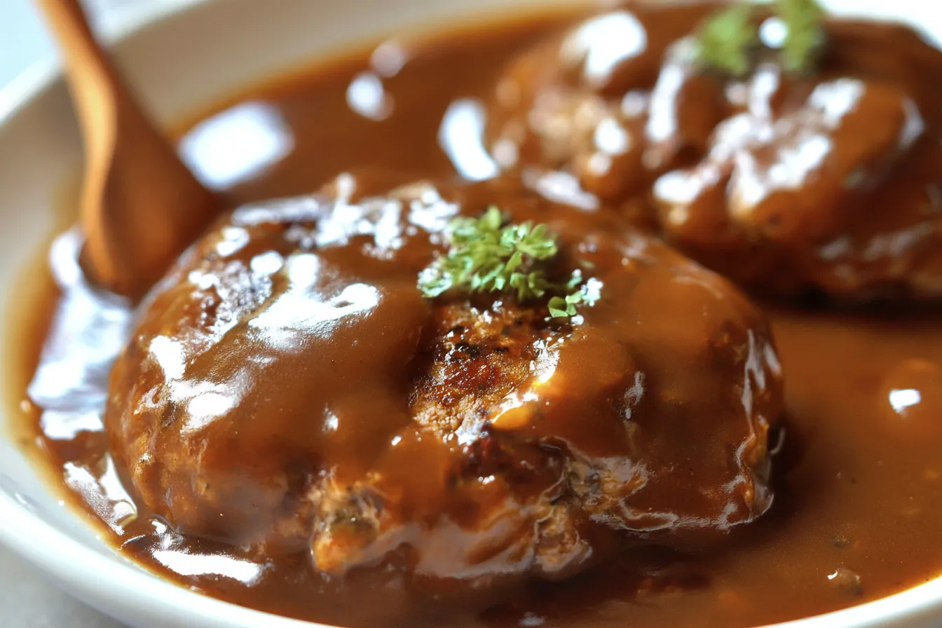 Juicy Salisbury Steak on a Plate