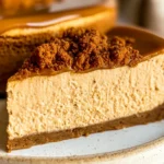Biscoff Cheesecake Slice on a Plate