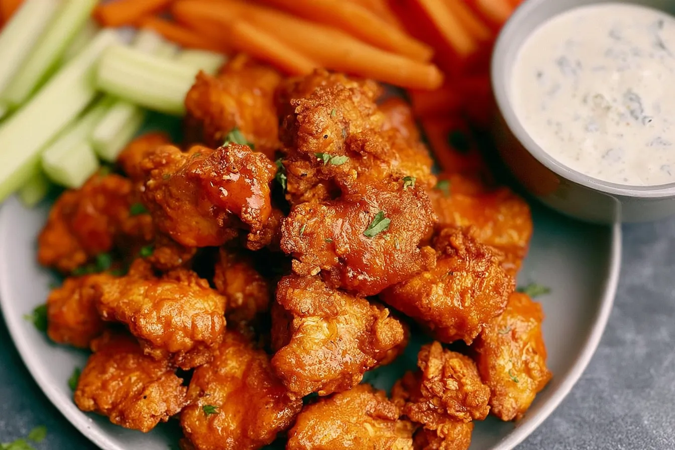 Buffalo Chicken Bites on a Platter Ready to Serve
