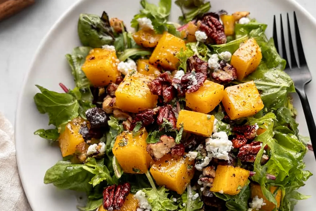 Butternut Squash Salad with Pomegranate and Greens