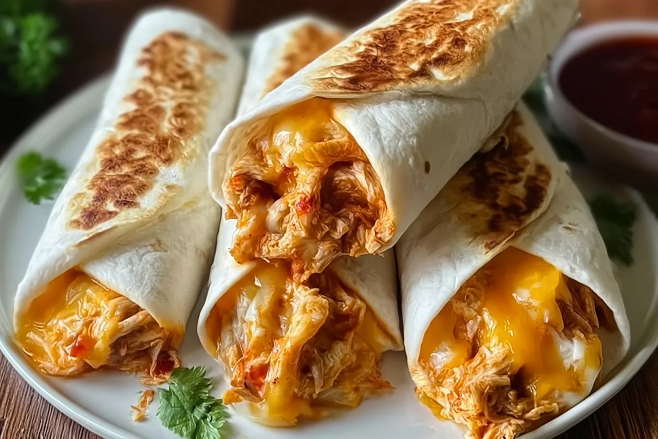 Cheesy Shredded Chicken Burritos Freshly Made
