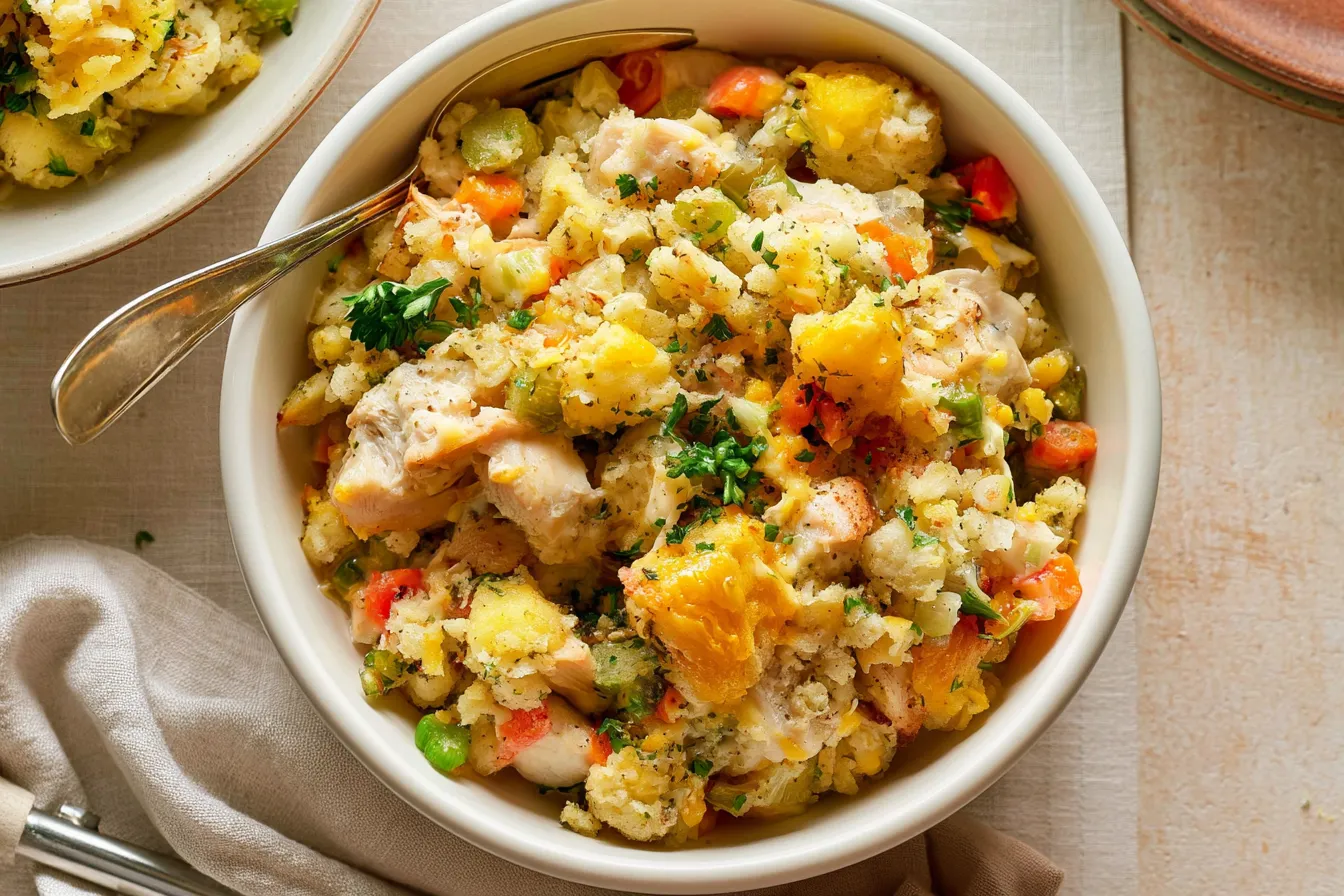 Chicken and Stuffing Casserole Ready to Serve