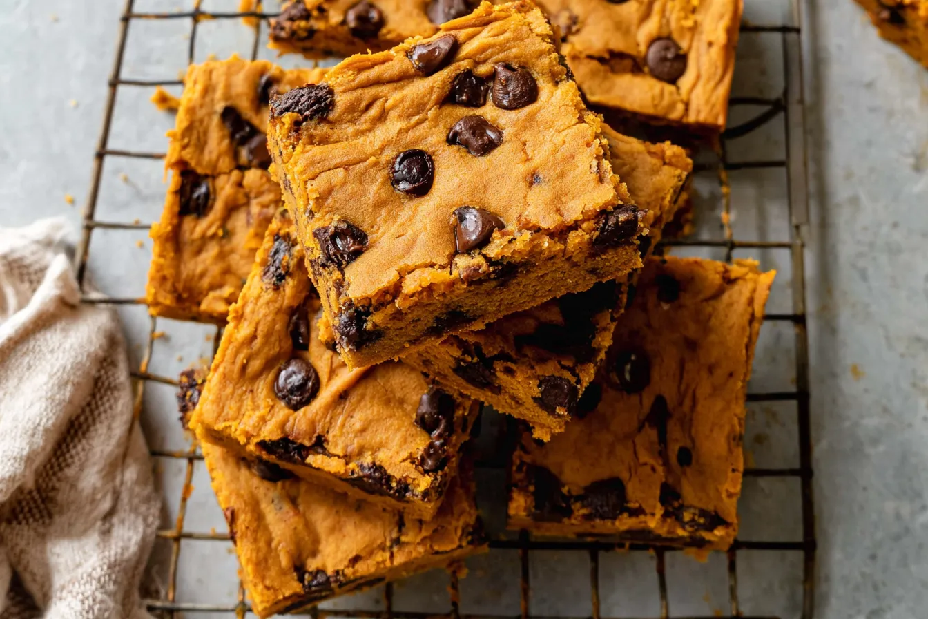 Chocolate Chip Pumpkin Bars Freshly Baked