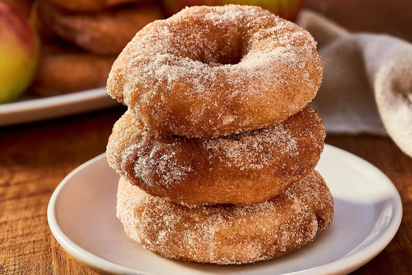 Cozy Cinnamon Sugar Apple Fritters on a Wooden Table