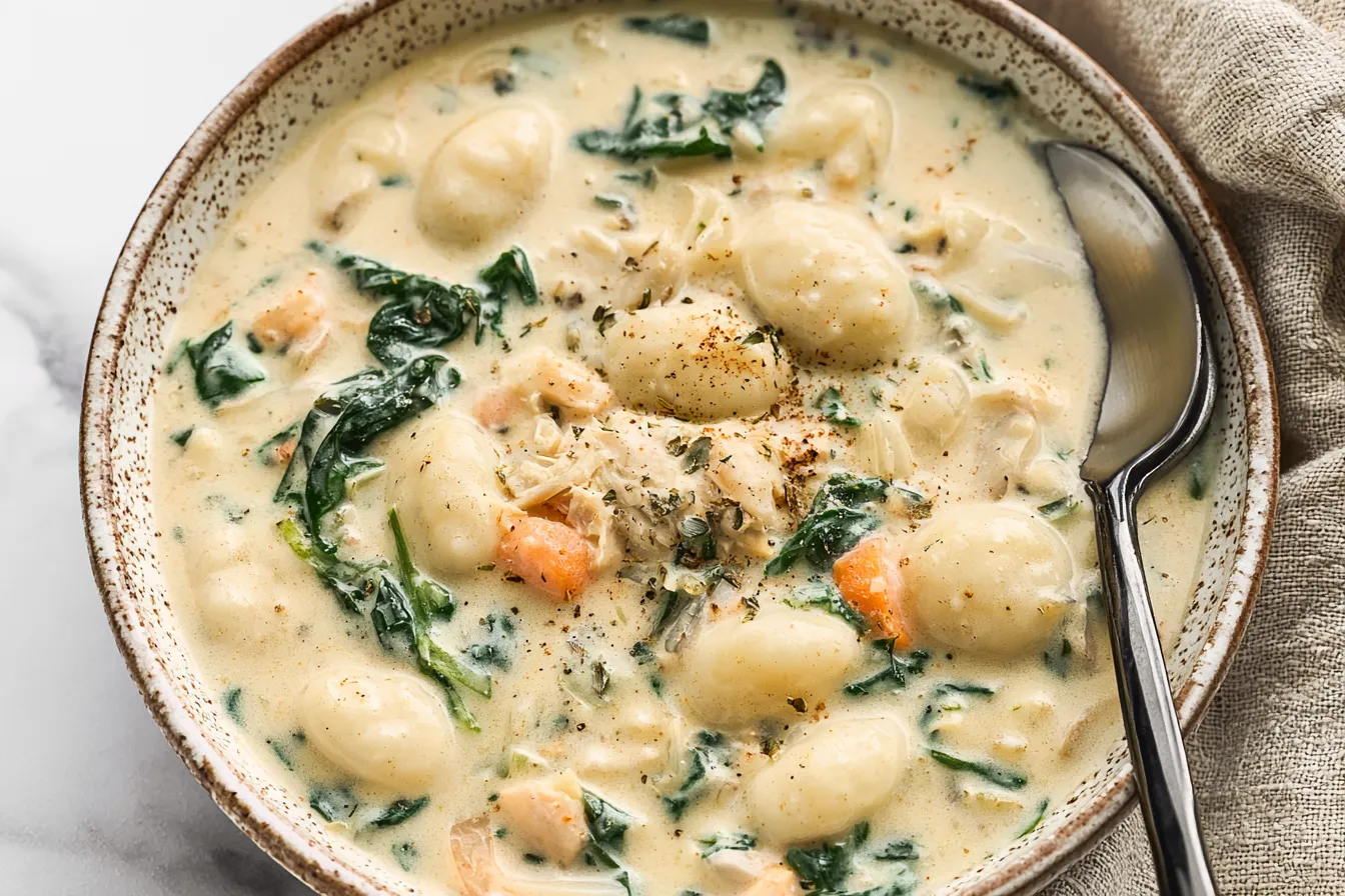 Creamy Chicken Gnocchi Soup in a Bowl