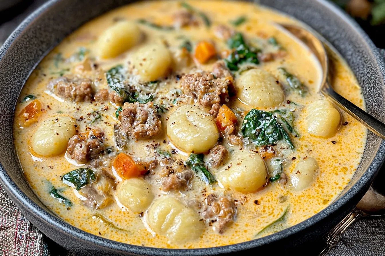 Creamy Italian Sausage Gnocchi Soup in a Bowl