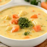 Bowl of Creamy Vegetable Soup Topped with Fresh Herbs