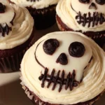 Creepy Halloween Skull Cupcakes Display