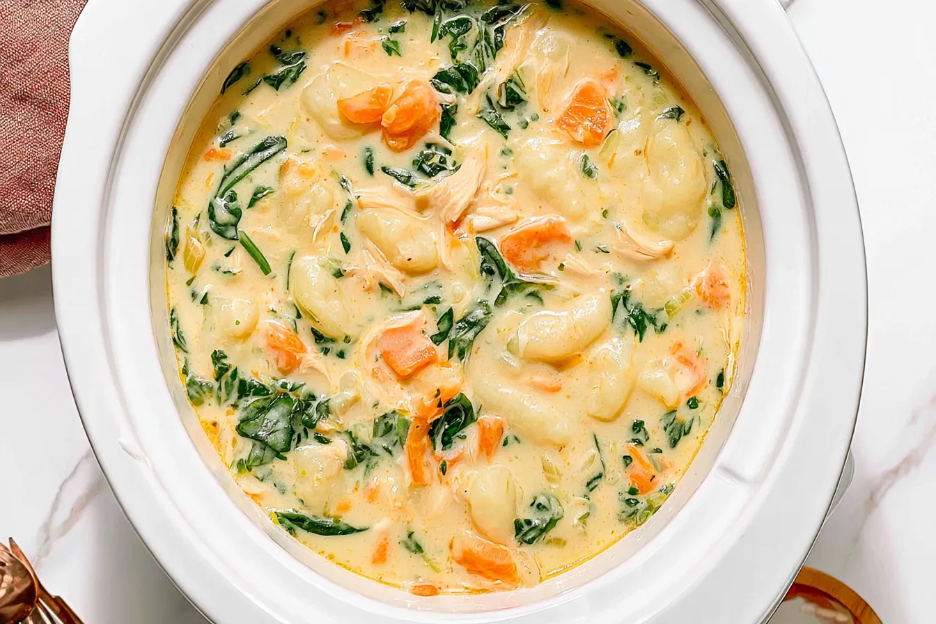 Crockpot Chicken Gnocchi Soup in a Bowl - Comfort Food