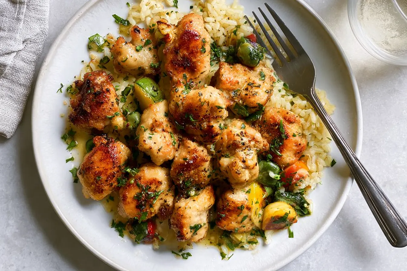 Garlic Butter Chicken Bites Ready to Serve
