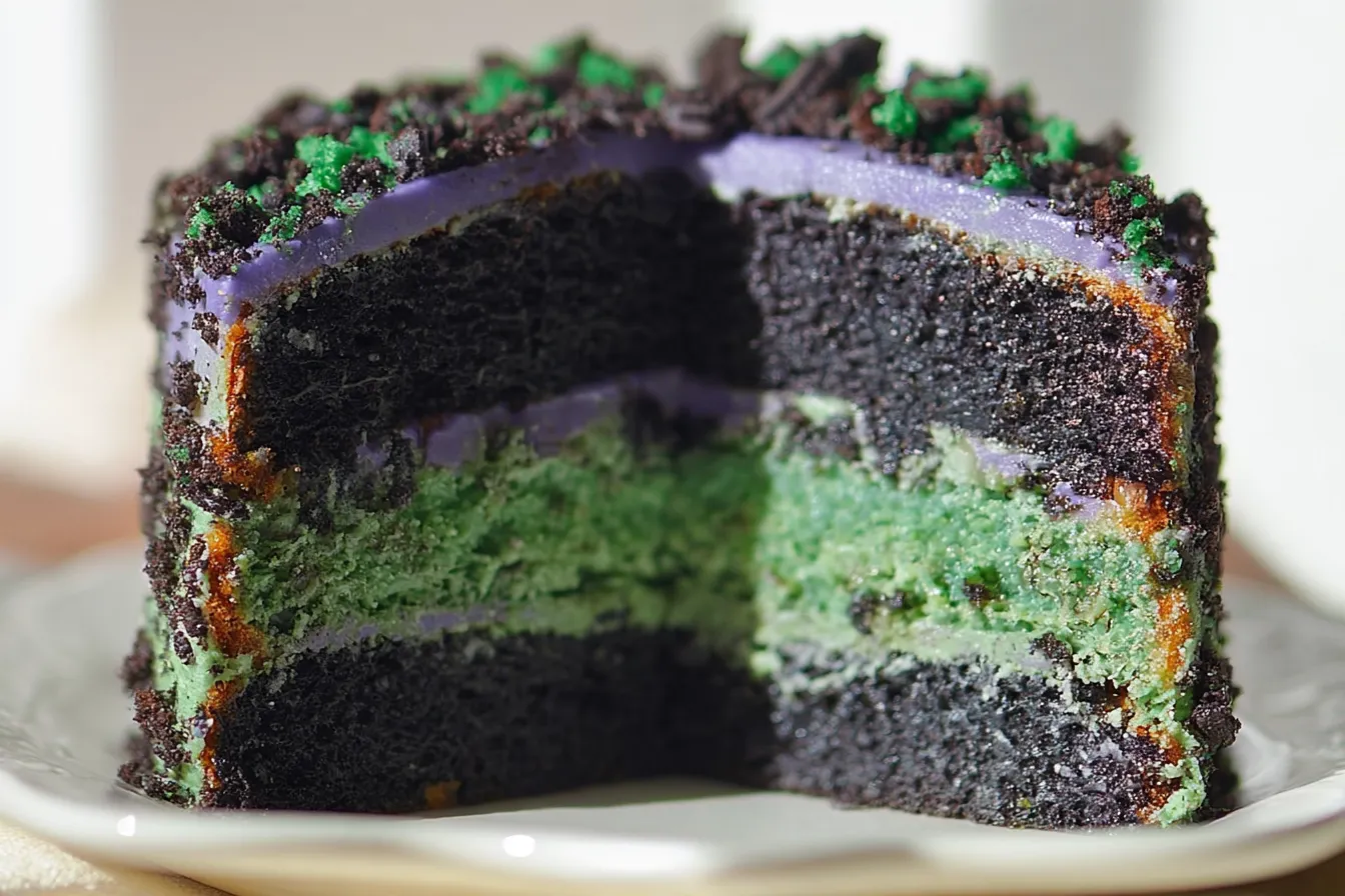 Halloween Monster Mash Cake Topped with Ghoulish Decor