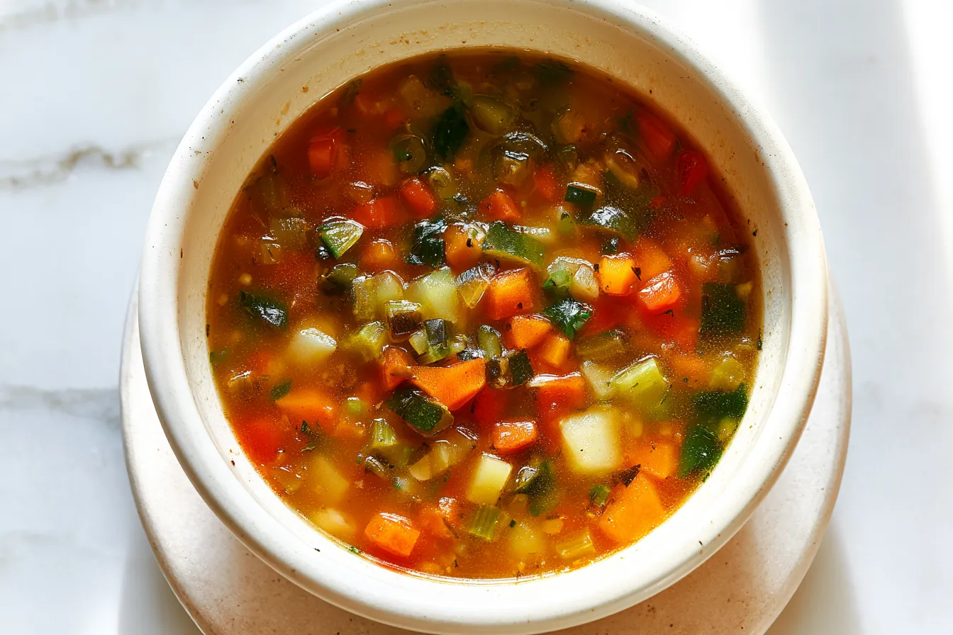Colorful Healthy Mixed Vegetable Soup Ready to Enjoy