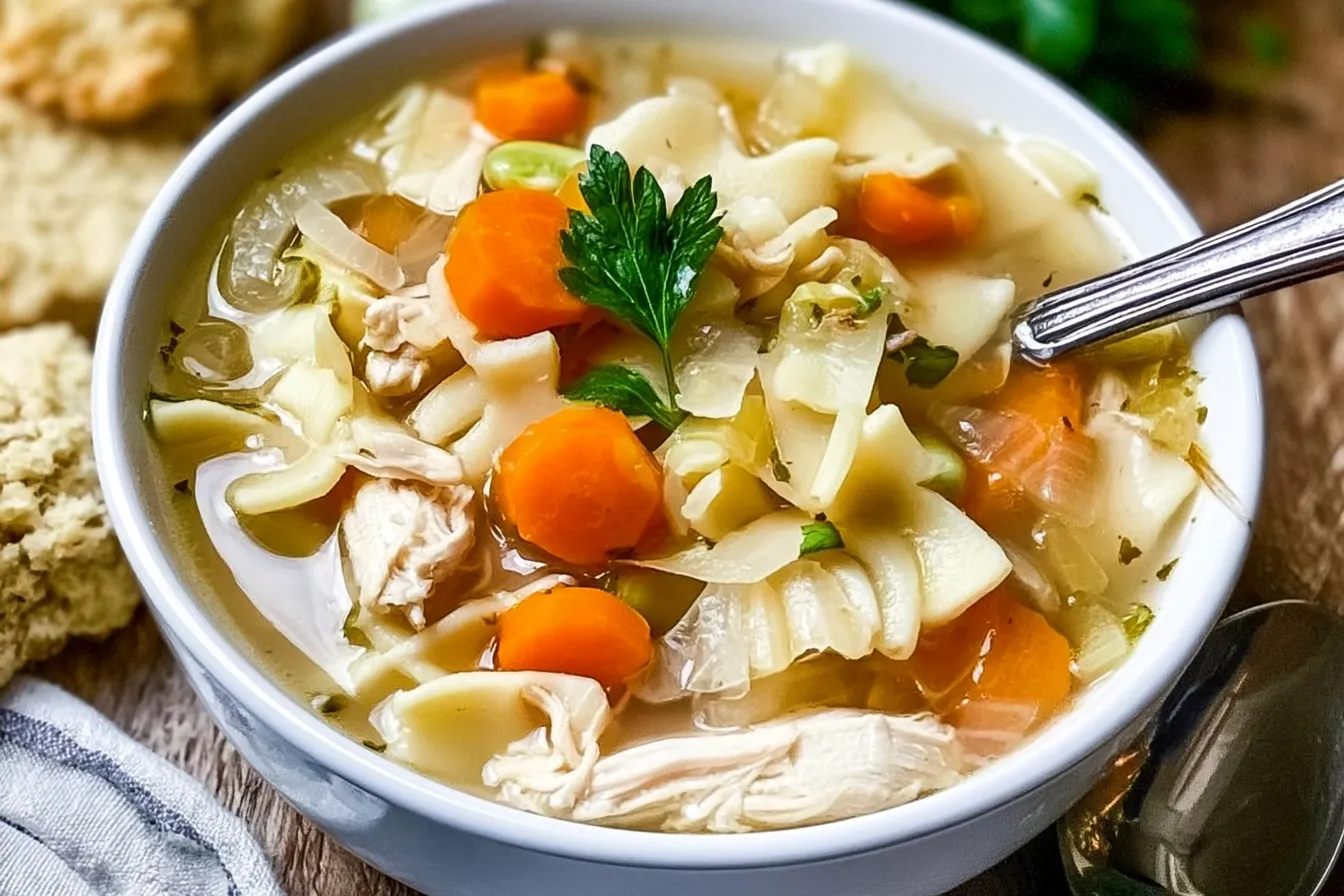 Homemade Crockpot Chicken Noodle Soup Ready to Serve